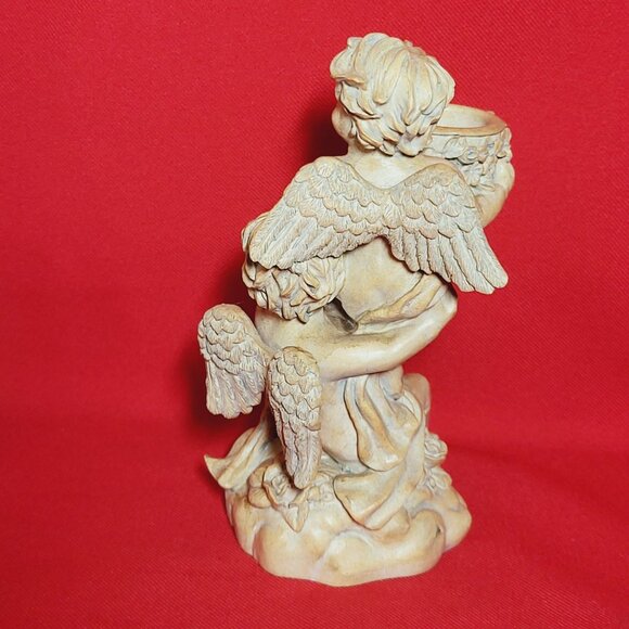 Vintage Angel Cherubs Figurine Decor Chalk Ware Angel Candleholder - Picture 3 of 12